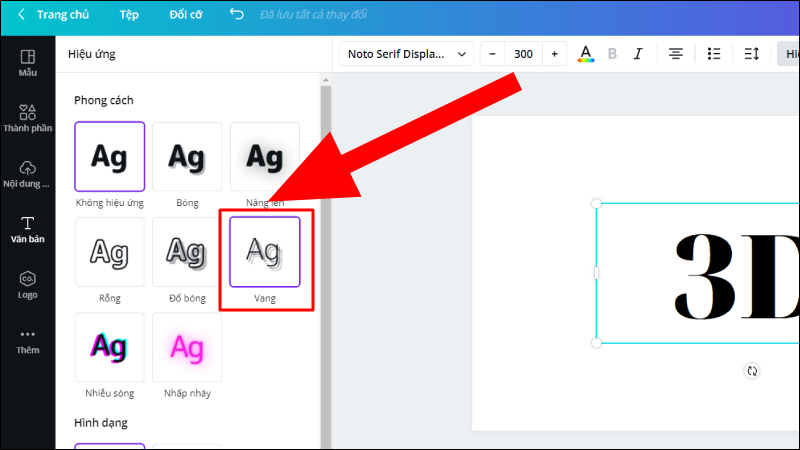 Tiến h&agrave;nh chọn hiệu ứng Vang